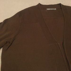 Vince V Neck Zip Cardigan XL Brown